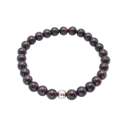 Edelsteinarmband „Granat & Silber“ (6 mm Perlen) für Energie, Lebensfreude & innere Stärke