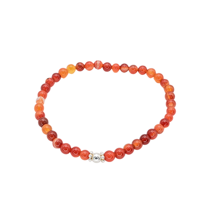 Edelsteinarmband „Karneol & Silber Deluxe“ (4 mm Perlen) für Lebensfreude & innere Stärke