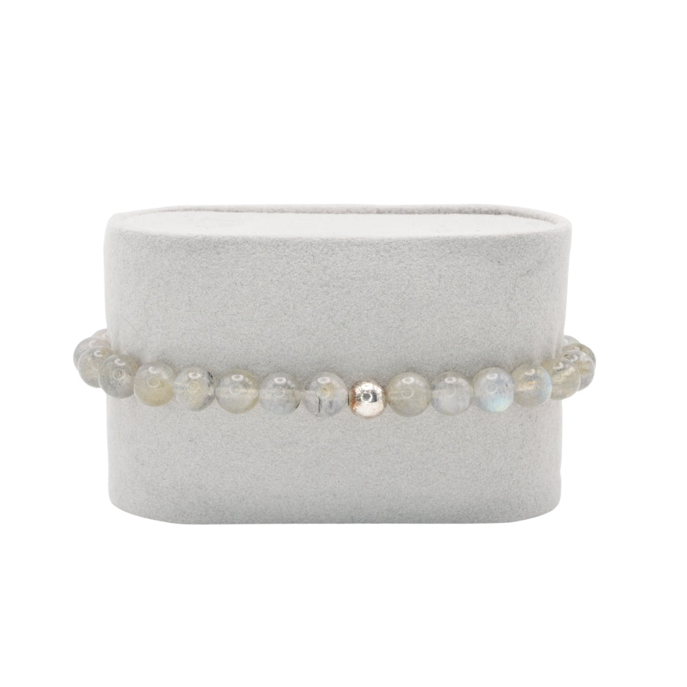 Edelsteinarmband „Labradorit & Silber“ (6 mm Perlen) für Intuition, Klarheit & spirituelle Balance