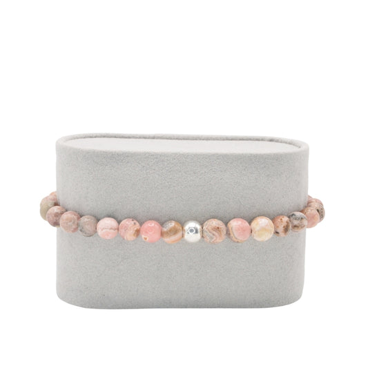 Edelsteinarmband „Rhodochrosit & Silber“ (6 mm Perlen) für Liebe, Herzensfreude & innere Balance