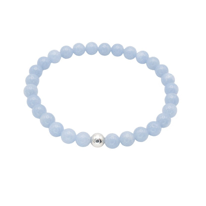 Edelsteinarmband „Angelit & Silber“ (6mm Perlen) für Trost, innerer Frieden & Vertrauen
