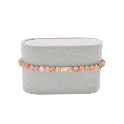 Edelsteinarmband „Rhodochrosit & Silber Deluxe“ (4 mm Perlen) für Liebe, Selbstvertrauen & emotionale Balance