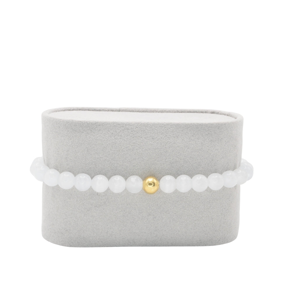 Edelsteinarmband „Selenit & Gold“ (6mm Perlen) für Klarheit, Reinigung & innere Ruhe