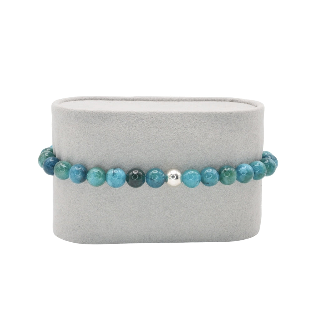 Edelsteinarmband „Apatit & Silber“ (6mm Perlen) für Klarheit, Motivation & Ausdruck