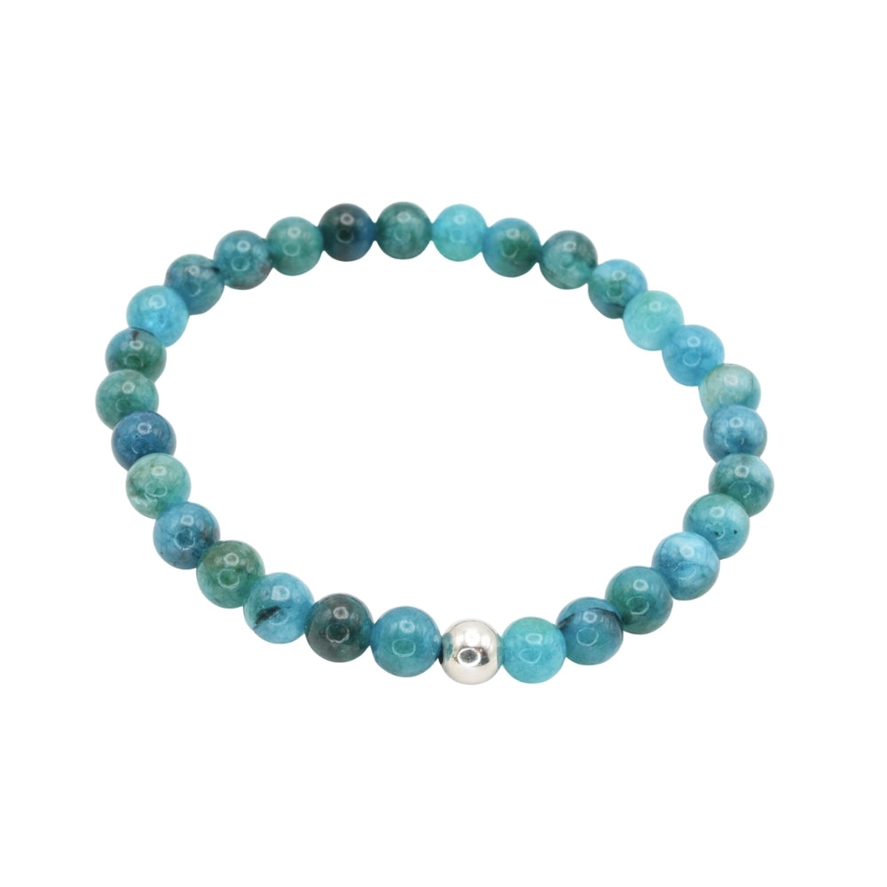 Edelsteinarmband „Apatit & Silber“ (6mm Perlen) für Klarheit, Motivation & Ausdruck