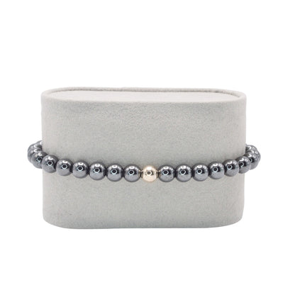 Edelsteinarmband „Hämatit & Silber“ (6mm Perlen) für Erdung, Stabilität & innere Stärke