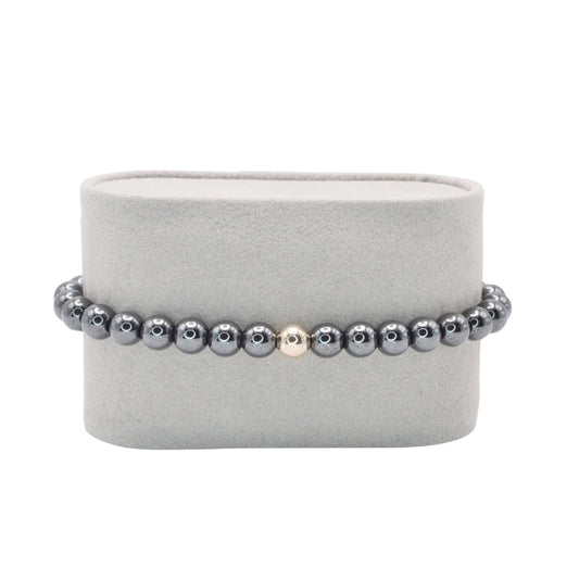 Edelsteinarmband „Hämatit & Silber“ (6mm Perlen) für Erdung, Stabilität & innere Stärke