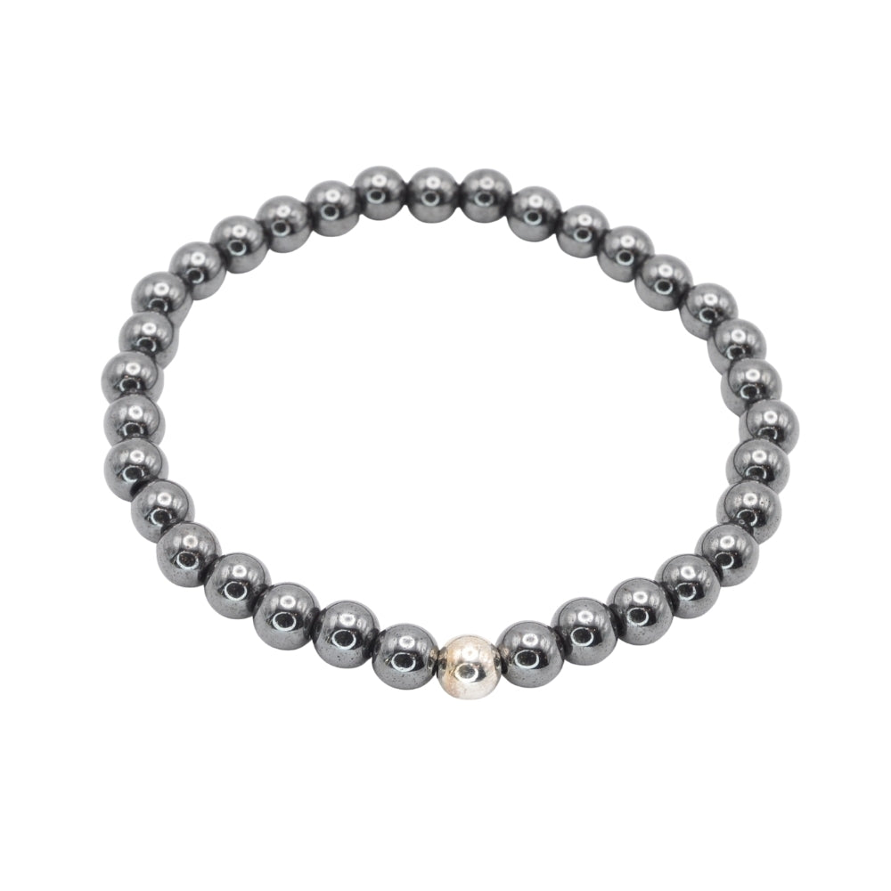 Edelsteinarmband „Hämatit & Silber“ (6mm Perlen) für Erdung, Stabilität & innere Stärke