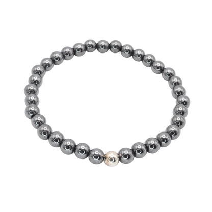 Edelsteinarmband „Hämatit & Silber“ (6mm Perlen) für Erdung, Stabilität & innere Stärke