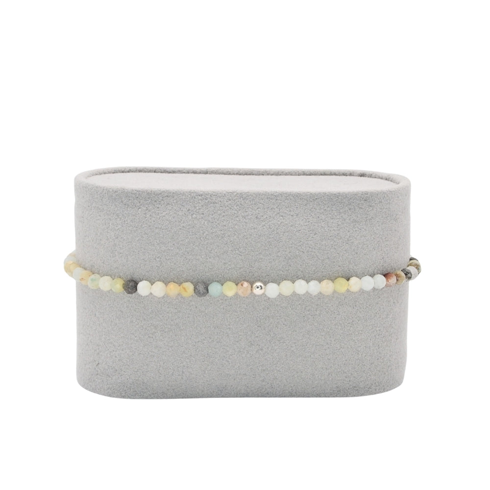 Edelsteinarmband „Amazonit & Silber“ (3mm Perlen, facettiert) für Gelassenheit, Klarheit & Selbstvertrauen