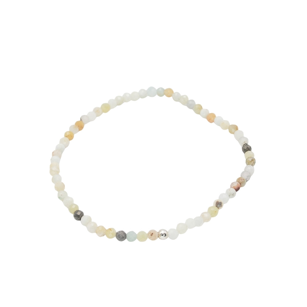Edelsteinarmband „Amazonit & Silber“ (3mm Perlen, facettiert) für Gelassenheit, Klarheit & Selbstvertrauen