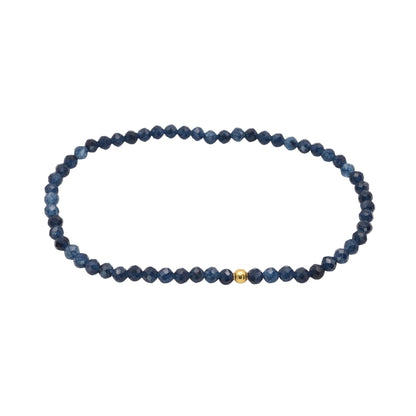 Edelsteinarmband „Saphir & Gold“ (3mm Perlen, facettiert) für Weisheit, Leichtigkeit & innere Ruhe