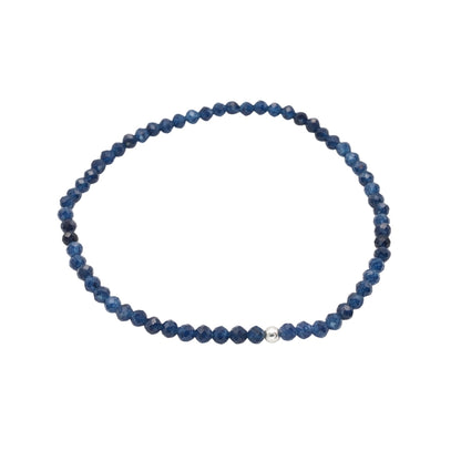 Edelsteinarmband „Saphir & Silber“ (3mm Perlen, facettiert) für Weisheit, Klarheit & innere Ruhe
