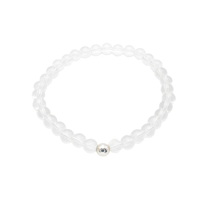 Edelsteinarmband „Bergkristall & Silber“ (6mm Perlen) für Fokus, Energie & Klarheit