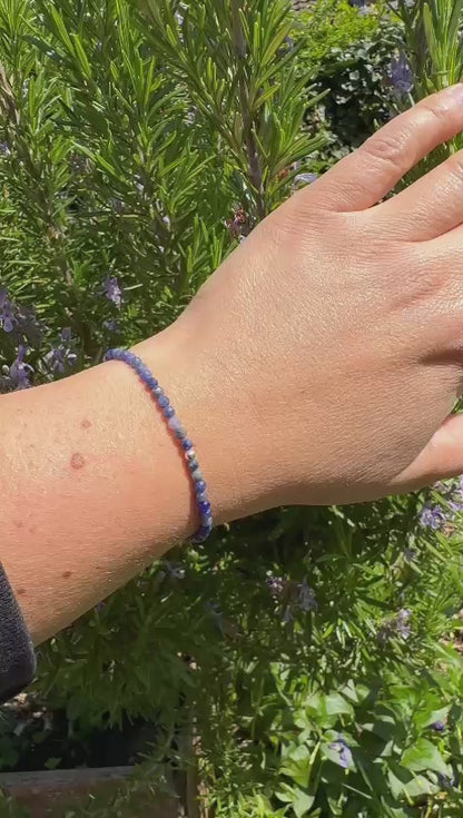 Edelsteinarmband Sodalith, 3mm Perlen, facettiert, handgefertigt
